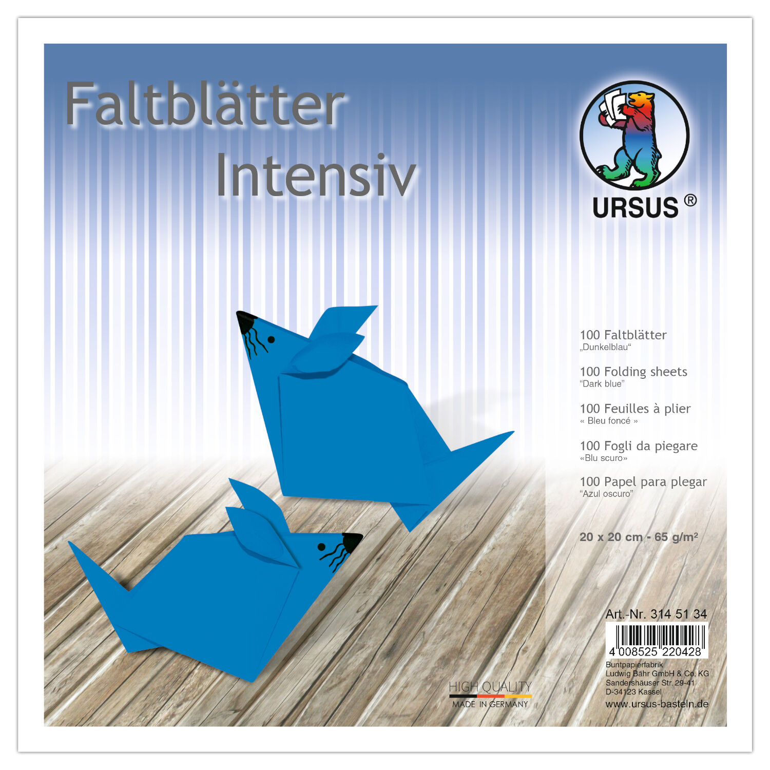 Faltbl�tter intensiv 100 Blatt, 20x20cm, dunkelblau
