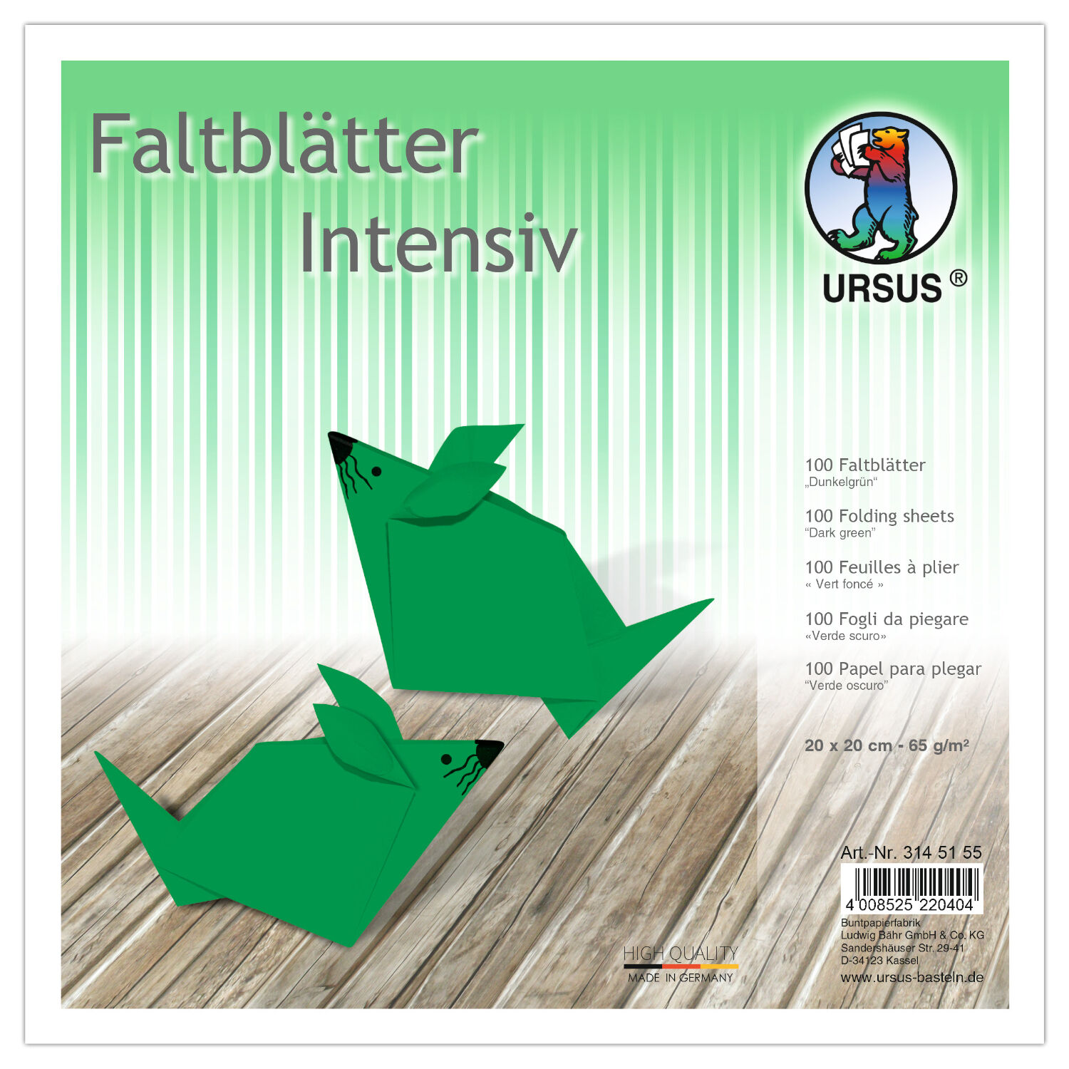 Faltbltter intensiv 100 Blatt, 20x20cm, dunkelgrn