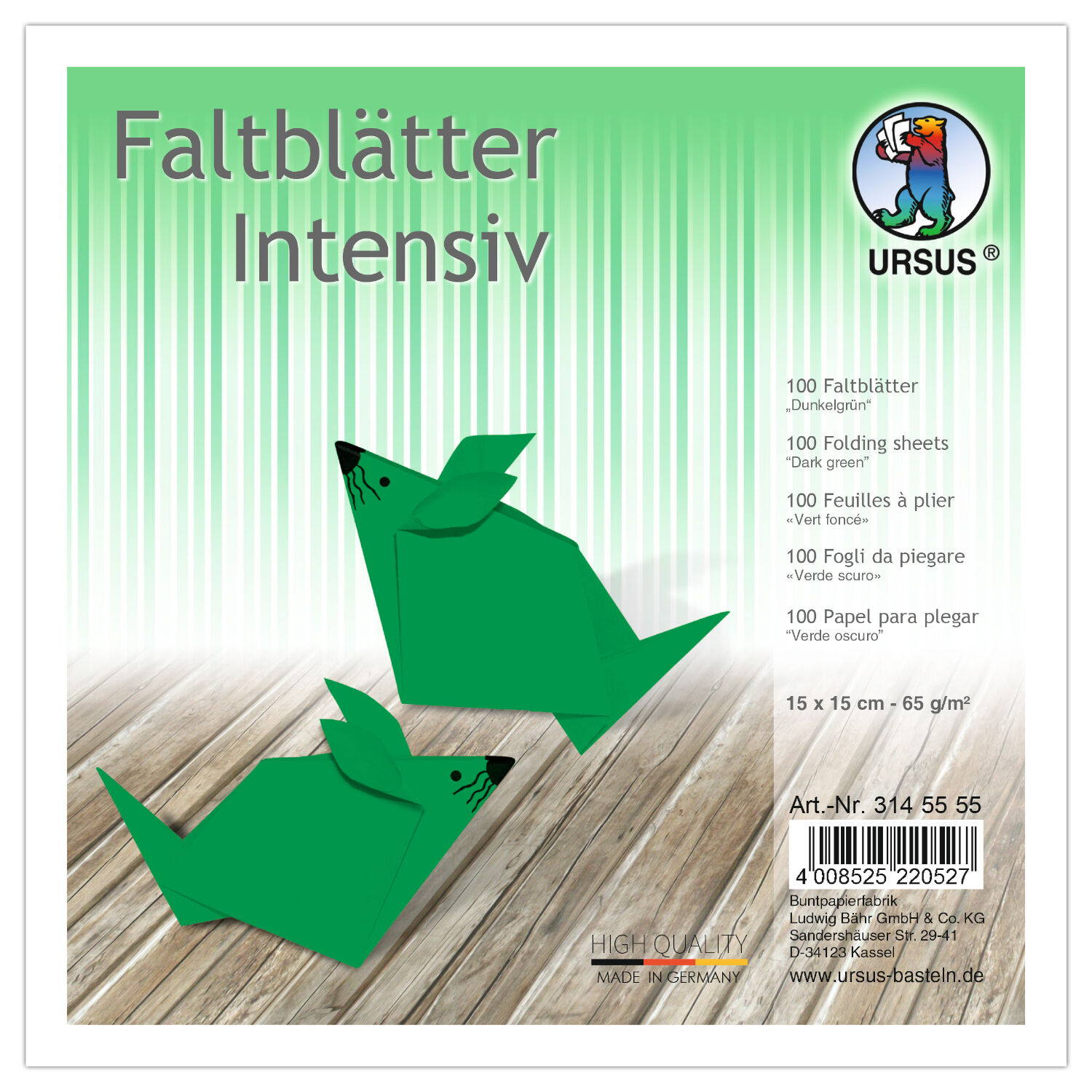 Faltbltter intensiv 100 Blatt, 15x15cm, dunkelgrn