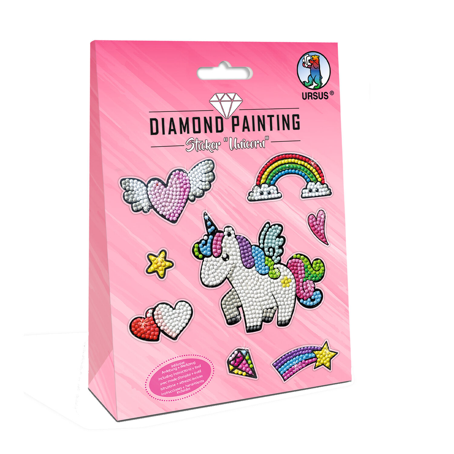 Diamond Painting Bastelset fr Sticker mit Zubehr, Unicorn / Einhorn
