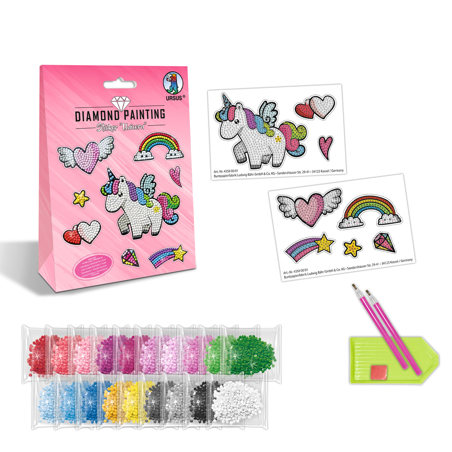 Diamond Painting Bastelset fr Sticker mit Zubehr, Unicorn / Einhorn Bild 2