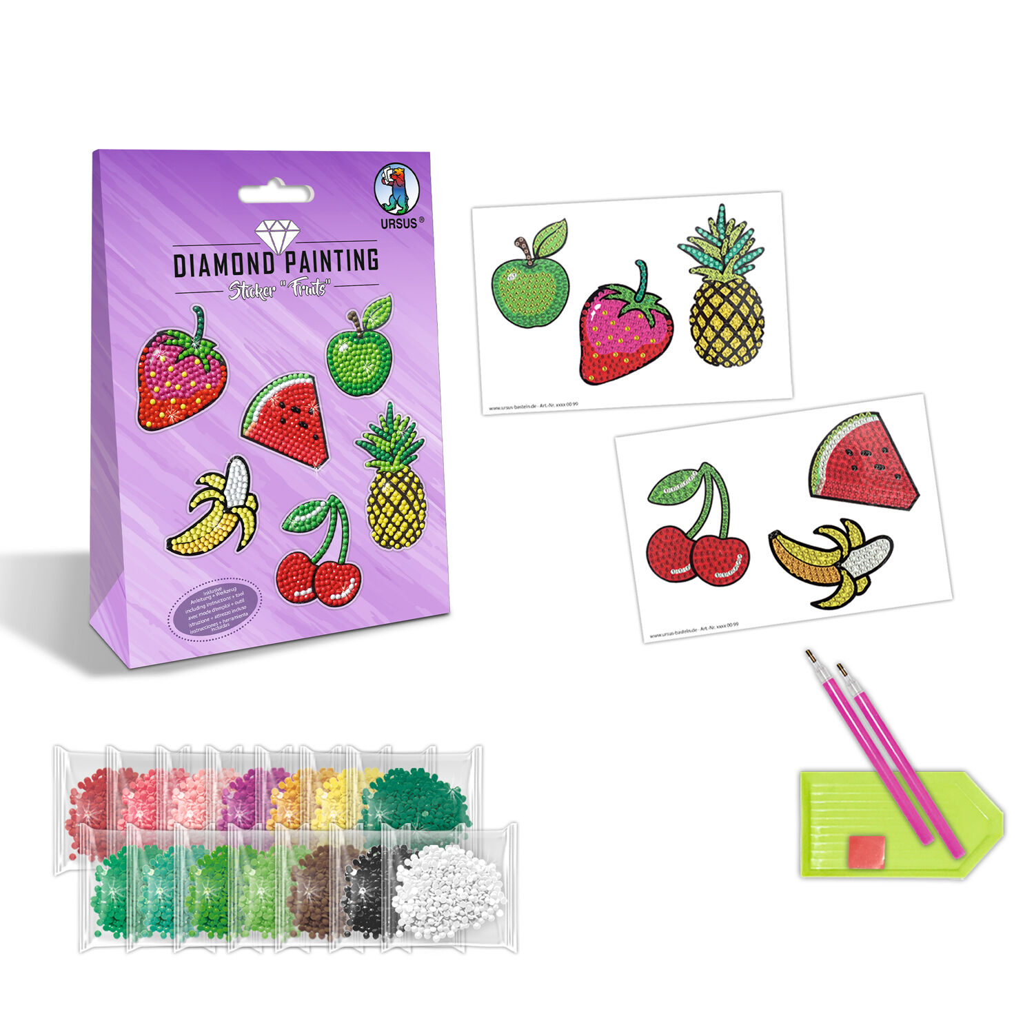 Diamond Painting Bastelset fr Sticker mit Zubehr, Frchte Bild 2