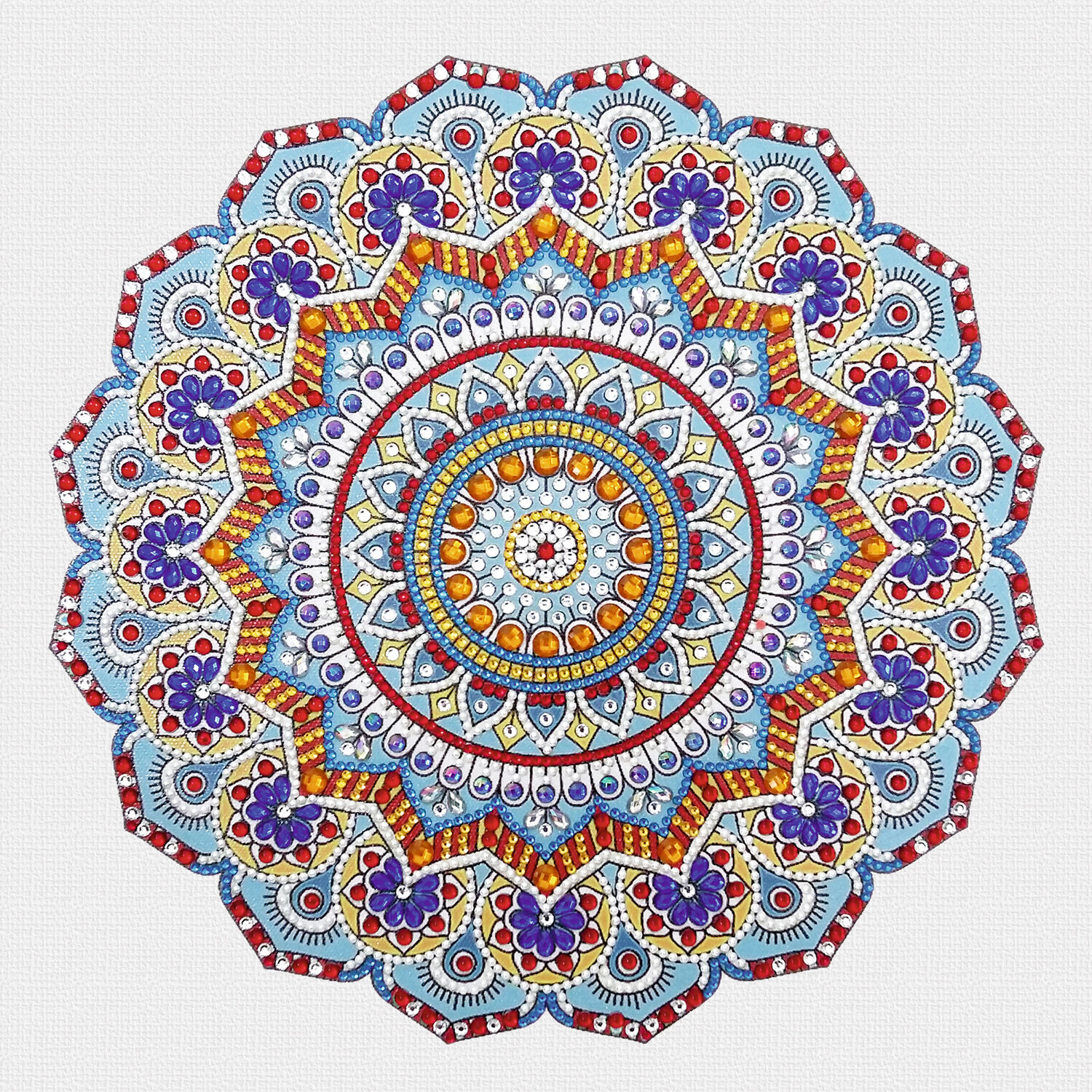 Diamond Painting Set Mandala, 30 x 30 cm Keilrahmen mit Zubehr, Hellblau-Rot-Gelb Bild 4