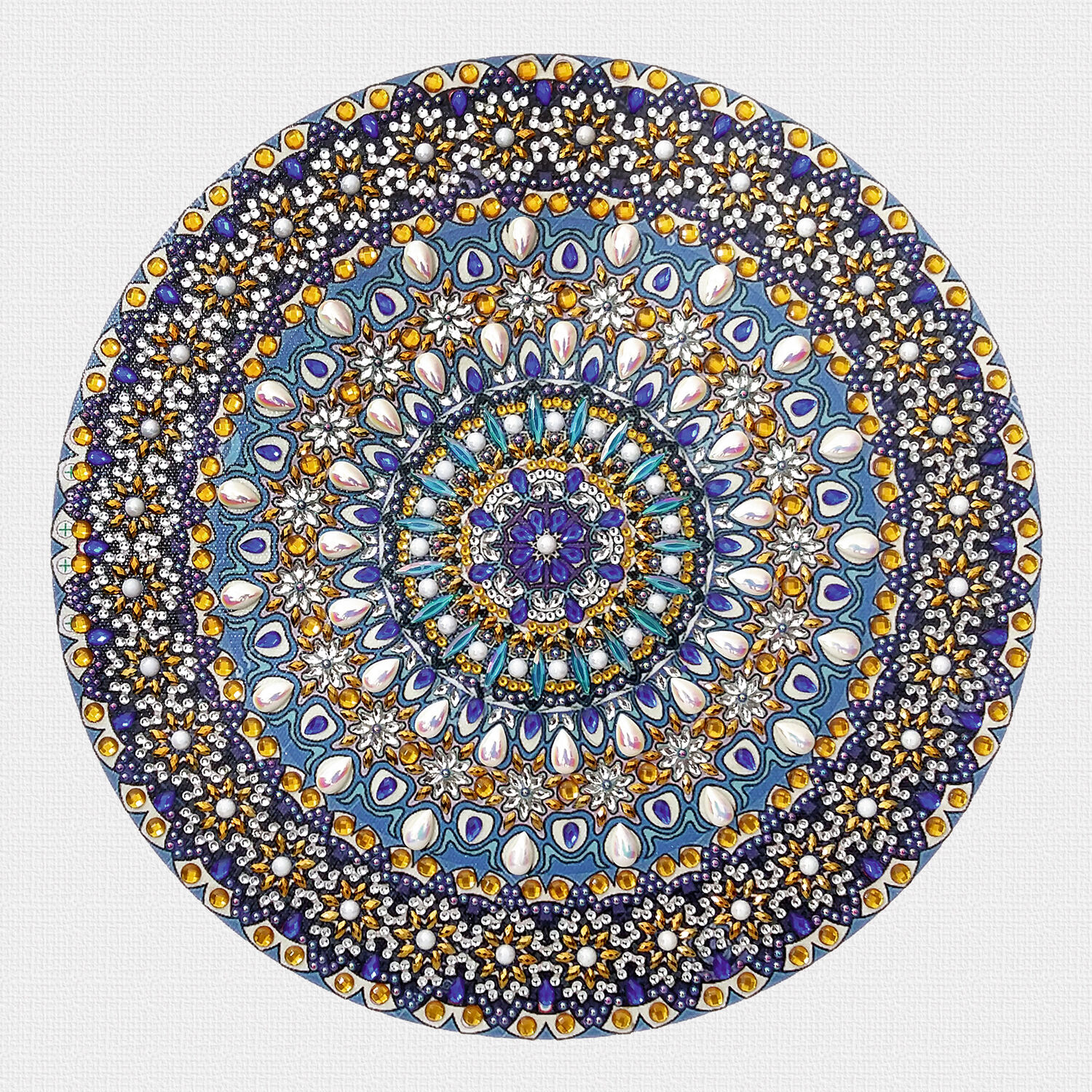 Diamond Painting Set Mandala, 30 x 30 cm Keilrahmen mit Zubehr, Blau-Wei-Gelb Bild 4