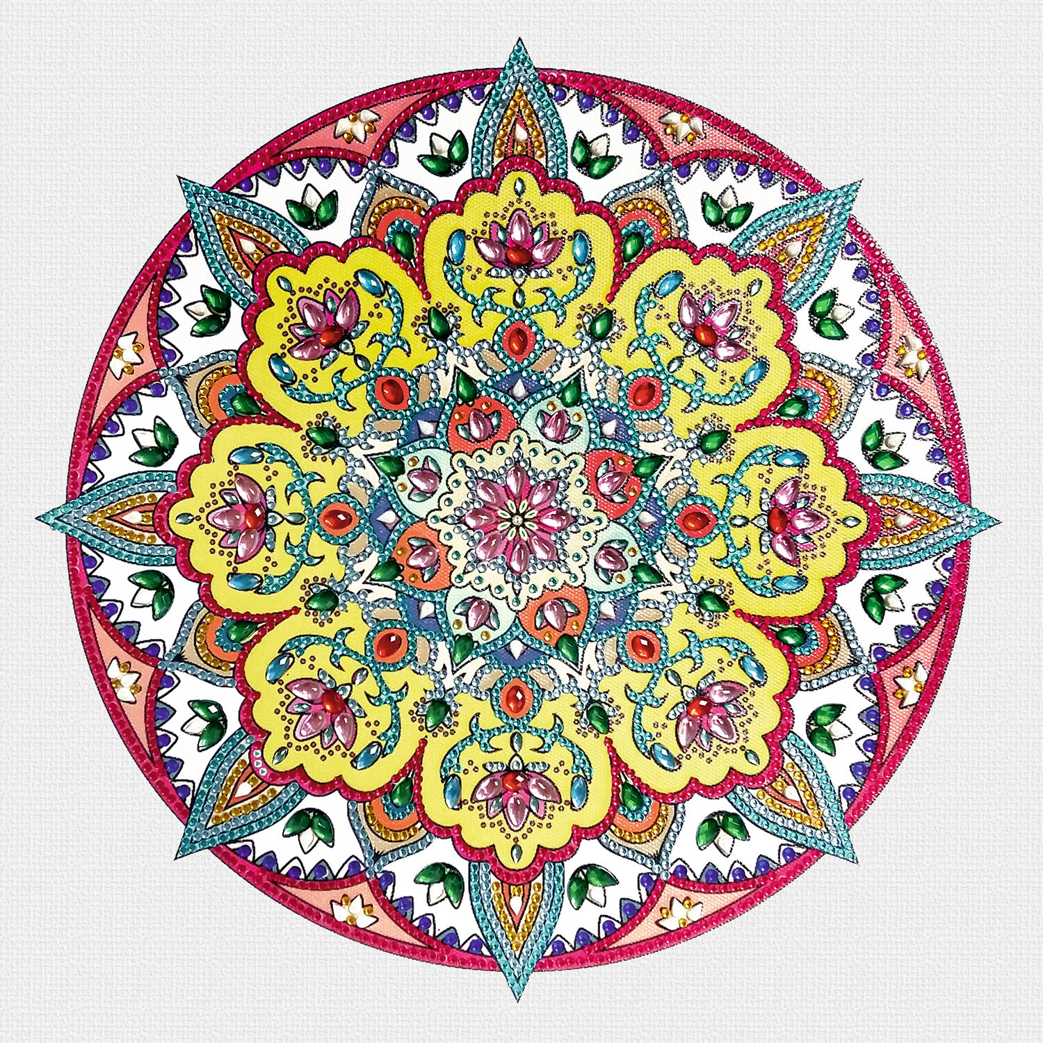 Diamond Painting Set Mandala, 30 x 30 cm Keilrahmen mit Zubehr, Gelb-Wei-Rot Bild 4