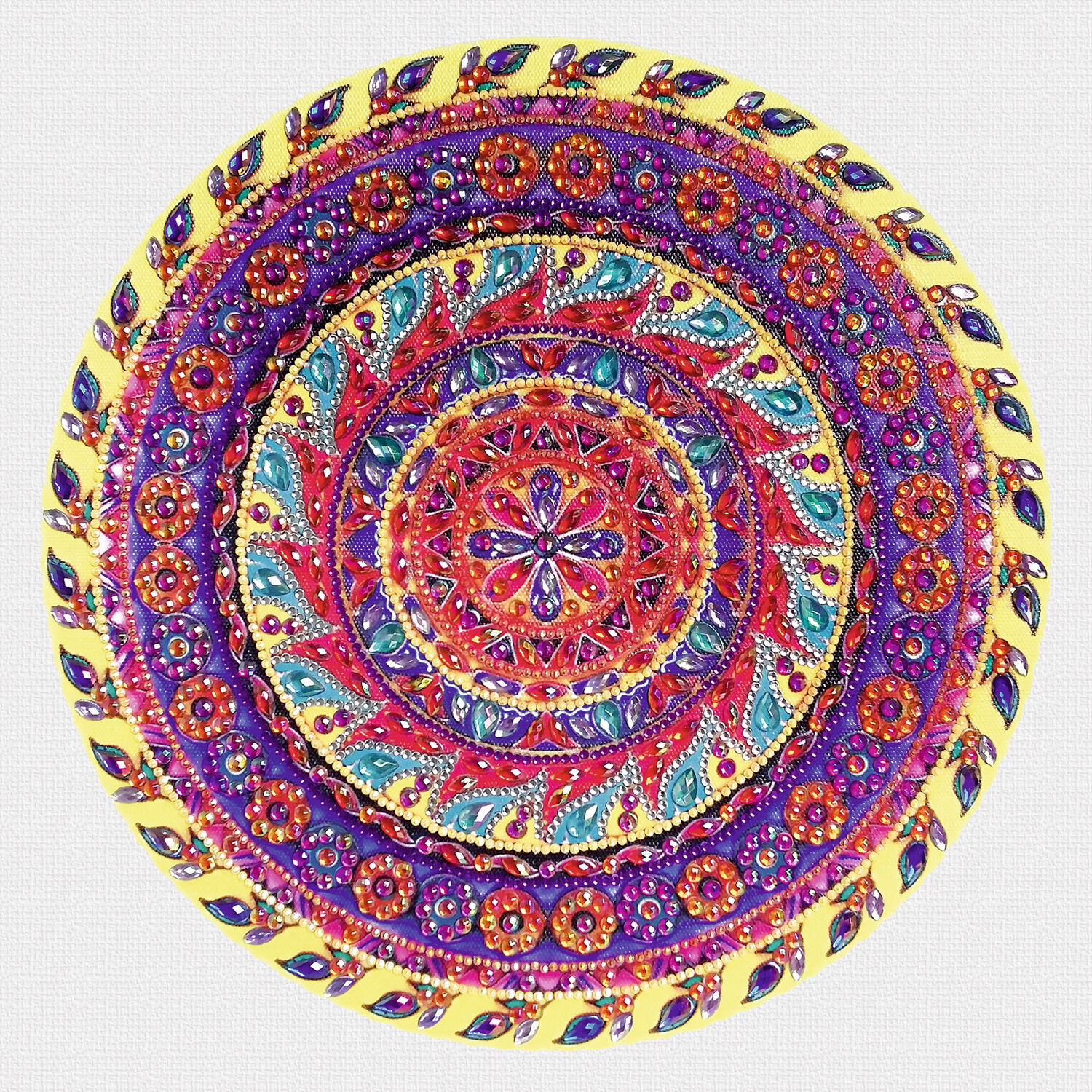 Diamond Painting Set Mandala, 30 x 30 cm Keilrahmen mit Zubehr, Gelb-Lila-Pink Bild 4
