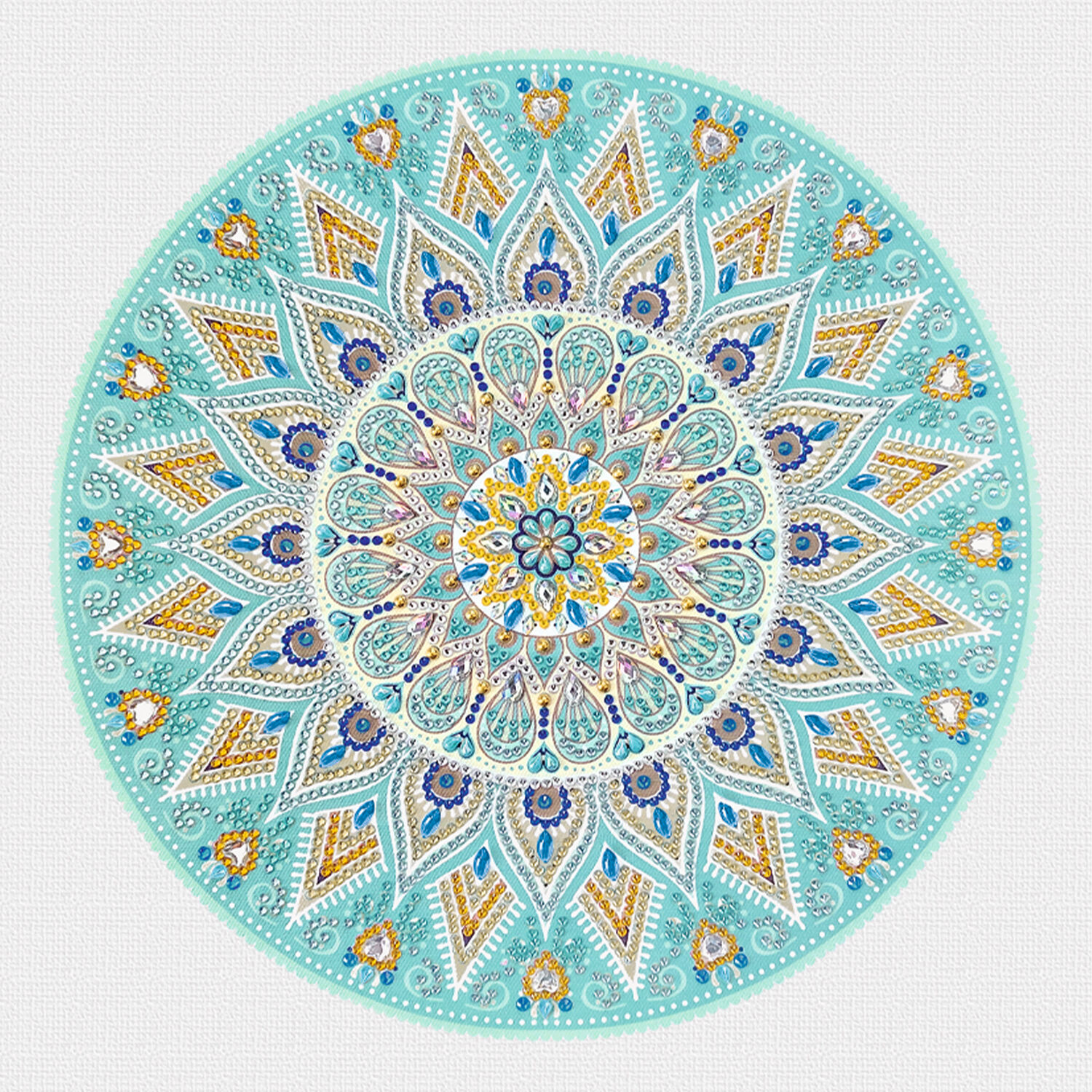 Diamond Painting Set Mandala, 30 x 30 cm Keilrahmen mit Zubehr, Hellblau-Taupe-Wei Bild 4