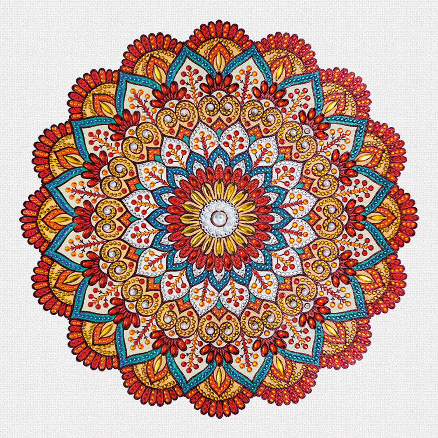 Diamond Painting Set Mandala, 30 x 30 cm Keilrahmen mit Zubehr, Rot-Orange-Petrol Bild 4