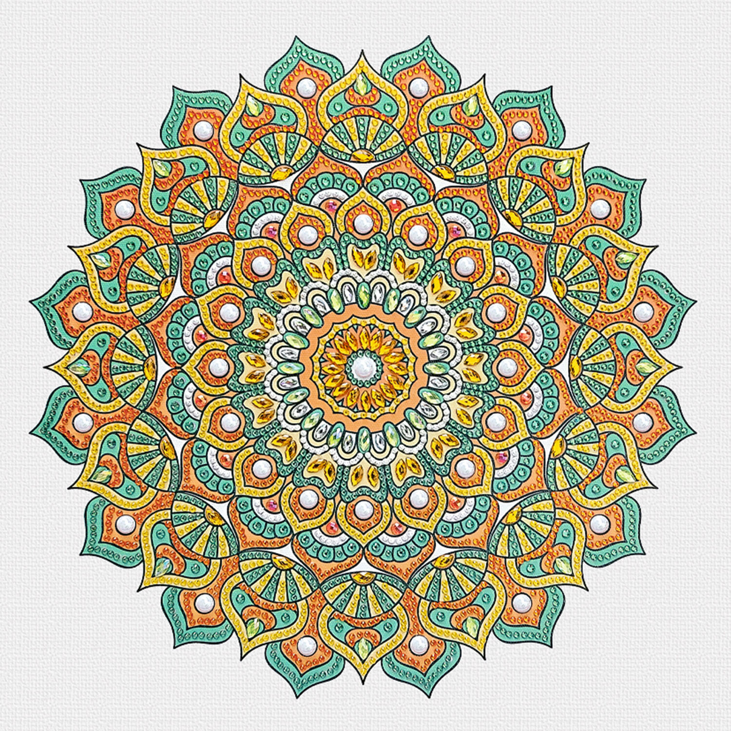 Diamond Painting Set Mandala, 30 x 30 cm Keilrahmen mit Zubehr, Mint-Orange-Gelb Bild 4