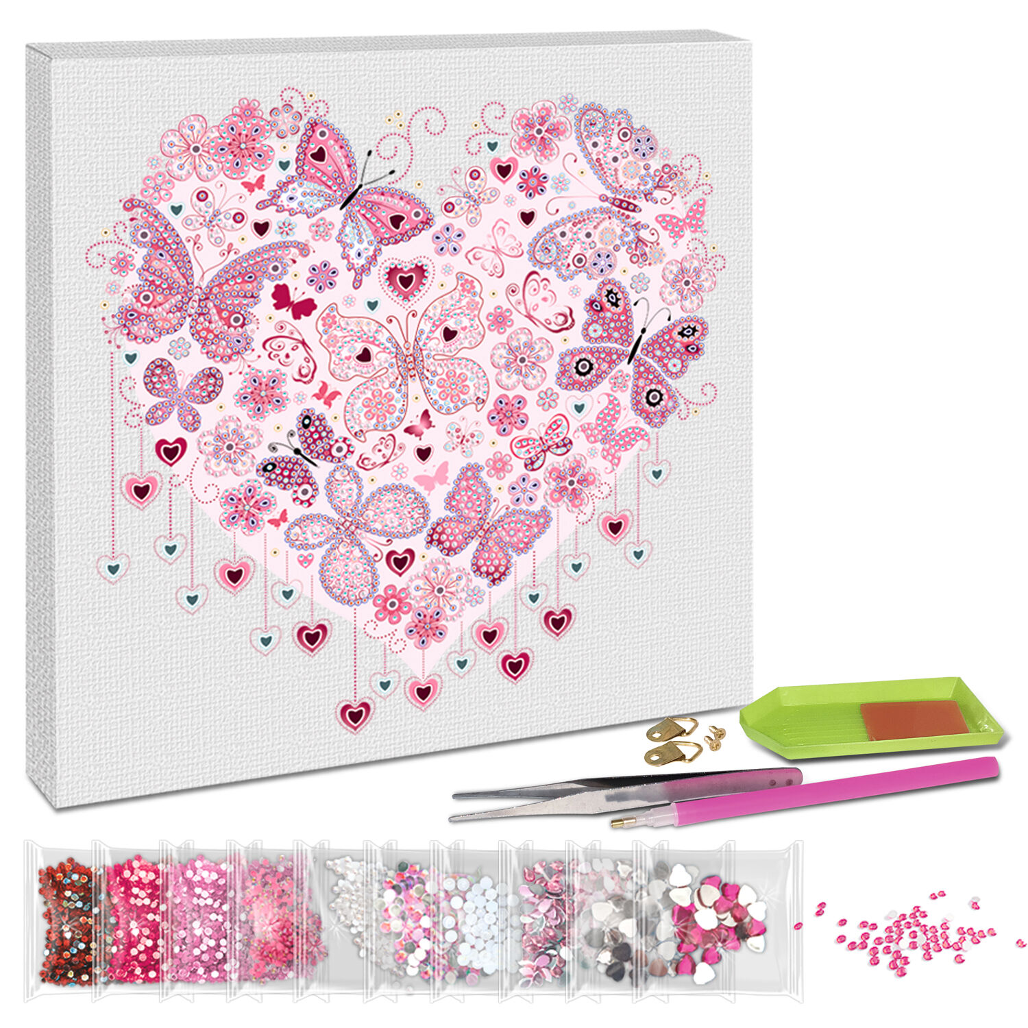 Diamond Painting Set Mandala, 30 x 30 cm Keilrahmen mit Zubehr, Herz Bild 2