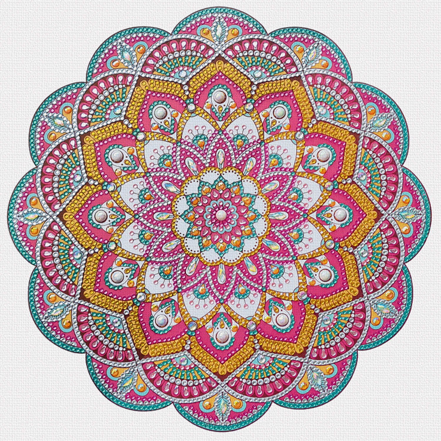 Diamond Painting Set Mandala, 30 x 30 cm Keilrahmen mit Zubehr, Magenta-Mint-Orange Bild 4