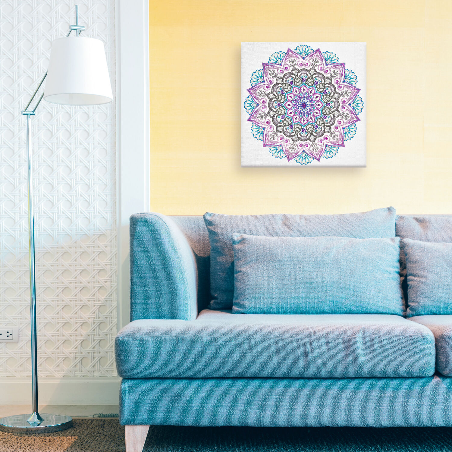 Diamond Painting Set Mandala, 30 x 30 cm Keilrahmen mit Zubehr, Trkis-Lila-Anthrazit Bild 3