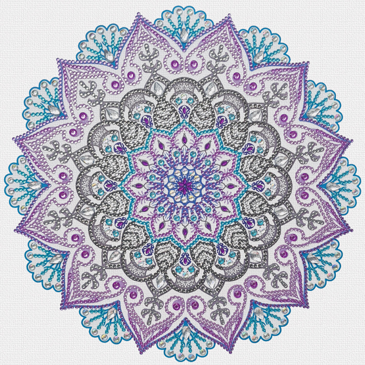 Diamond Painting Set Mandala, 30 x 30 cm Keilrahmen mit Zubehr, Trkis-Lila-Anthrazit Bild 4