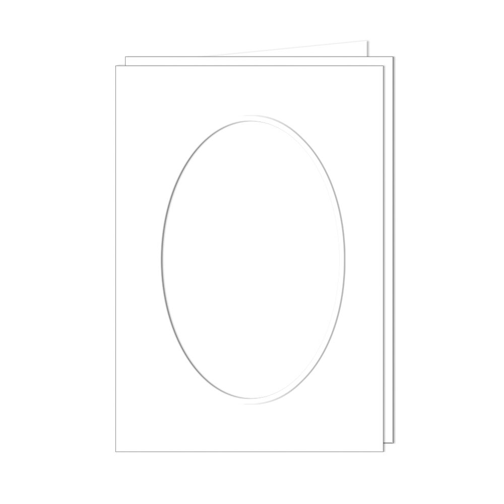 SALE Rahmenkarten Ausschnitt oval weiß hochdoppelt