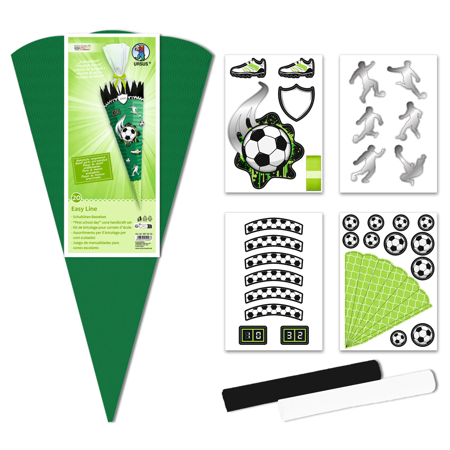 Schultten-Bastelset Easy Line, inkl. Zubehr & Anleitung, 68 cm, dunkelgrn, Fuballspiel Bild 2