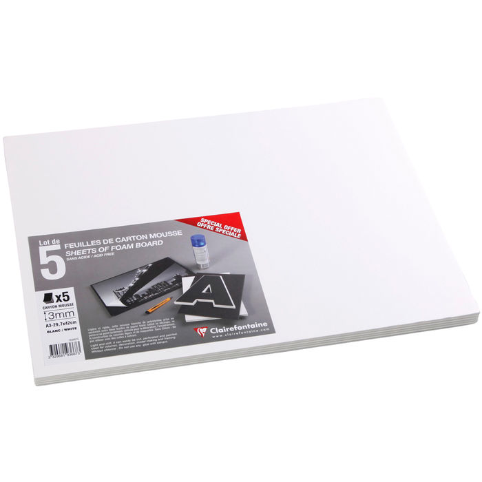 Schaumkarton, A3, 3mm, wei, 5 Bogen