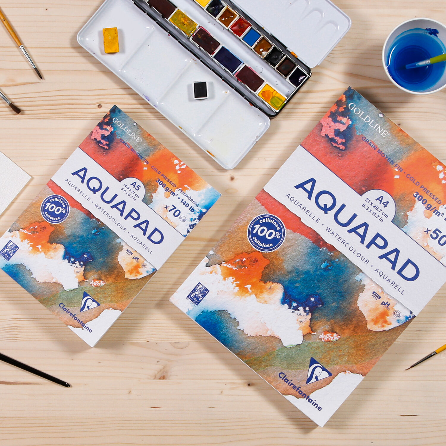 NEU Clairefontaine Spiralblock Aquarell, Goldline Aquapad, mittelfein gekrnt, 300g/qm, 25 Blatt, A5 Bild 4