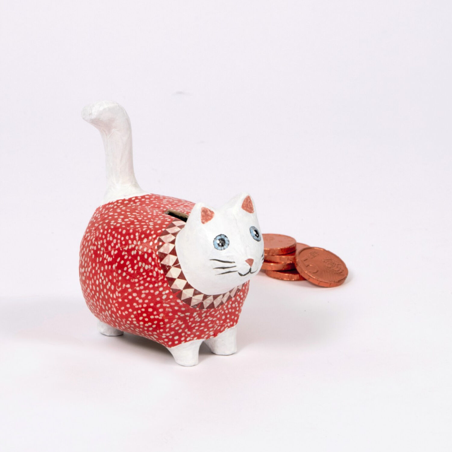 NEU Pappmach-Spardose, Katze, 14 x 8,5 x 15 cm Bild 3