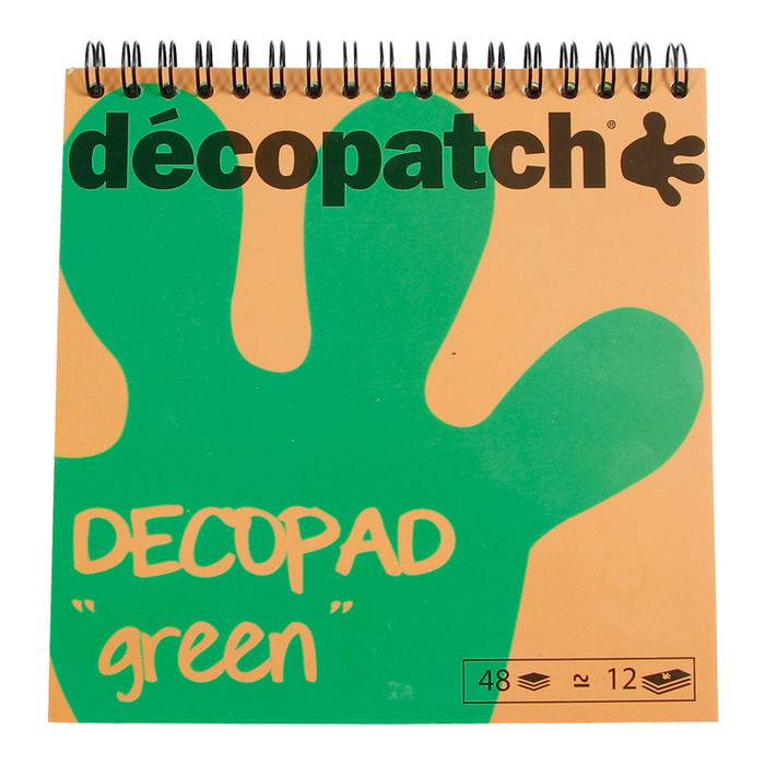 Decopad, 12 x 4 Bltter, 15cm x 15 cm, grn