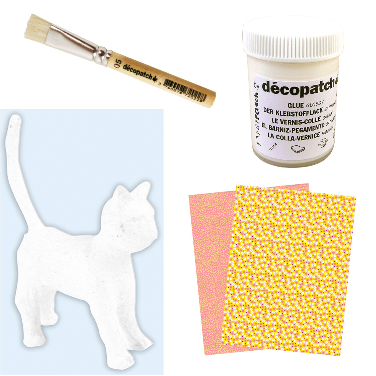 NEU Decopatch Mini-Set Bastelpackung, Katze, gelb, 4,5 x 19 x 13,5 cm Bild 2
