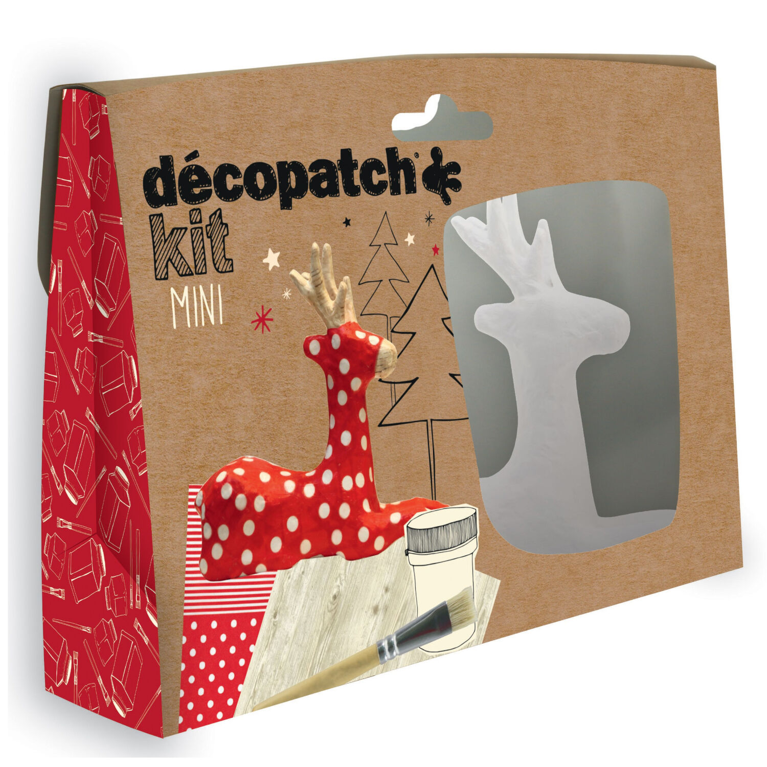 NEU Decopatch Mini-Set Bastelpackung, Rentier, rot, 4,5 x 19 x 13,5 cm