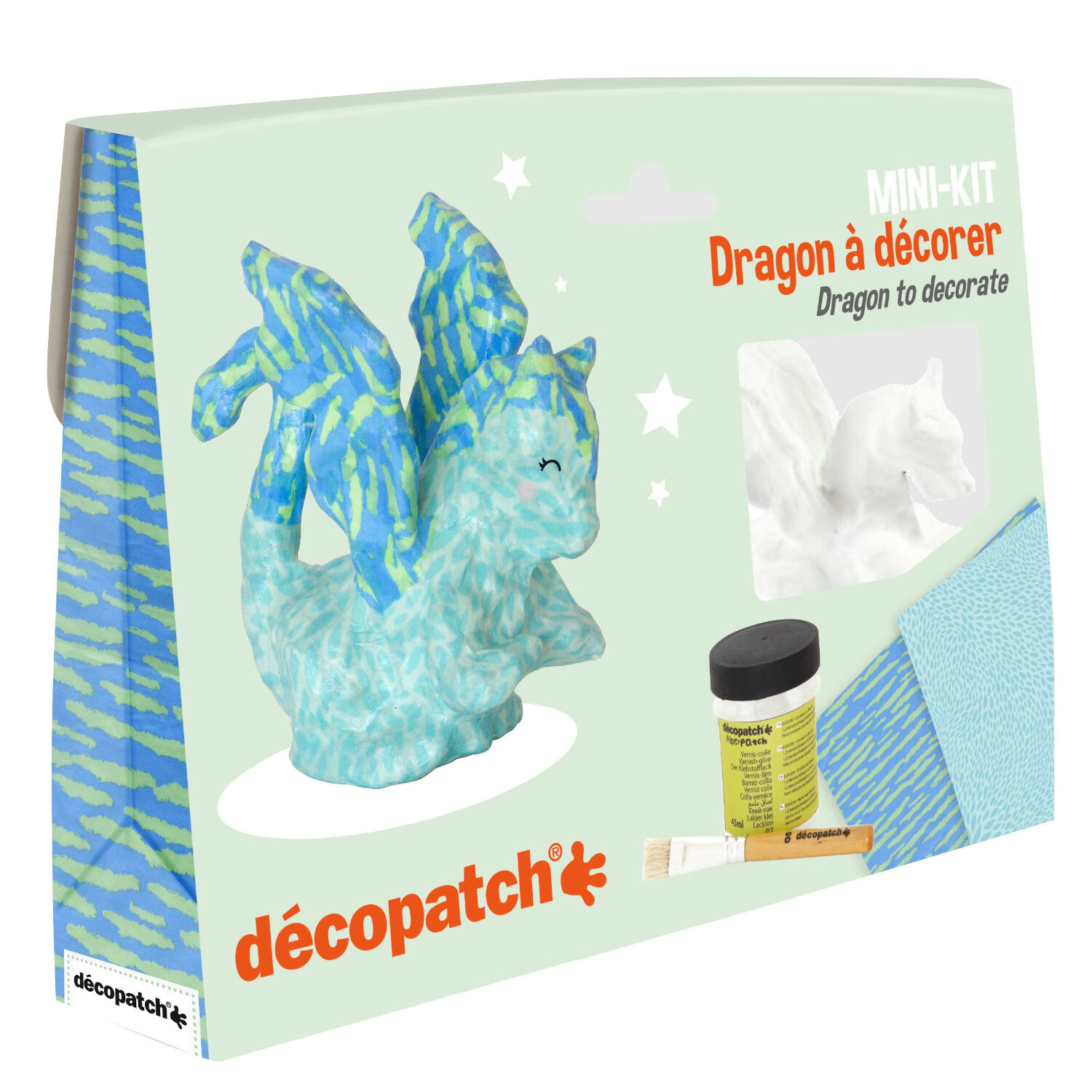 NEU Decopatch Mini-Set Bastelpackung, Drache, Blau-Grün, 4,5 x 19 x 13,5 cm
