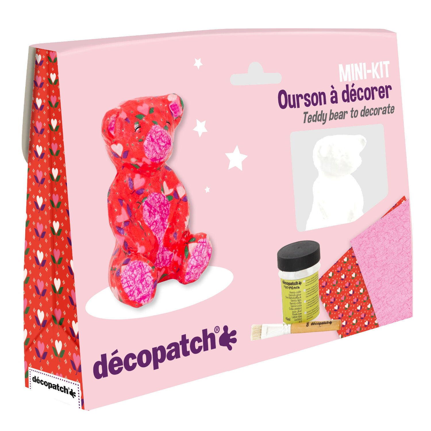 NEU Decopatch Mini-Set Bastelpackung, Teddybr, Rot, 4,5 x 19 x 13,5 cm