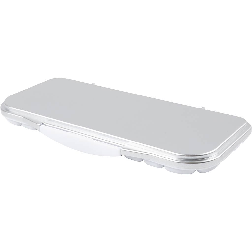 Mischpalette mit Deckel, Gr��e 27x12,7x2,3 cm, Silber / Wei� Bild 3