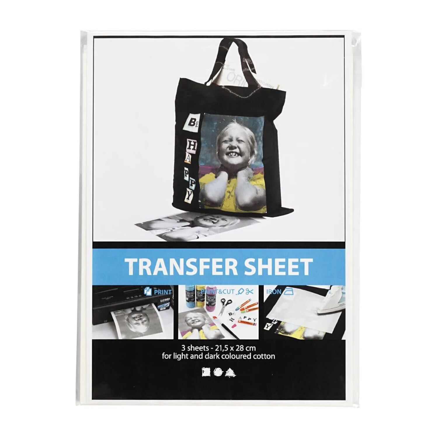 NEU Transfer-Bgelfolie, fr helle und dunkle Textilien, 3 Blatt 21,5 x 28 cm, Wei