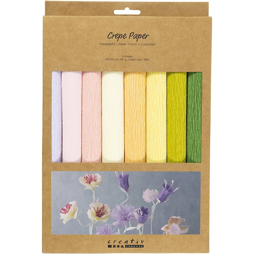 Floristen-Krepppapier, 25x60 cm, Extrastark, 105 g, Pastellfarben, 8 Rollen Bild 3