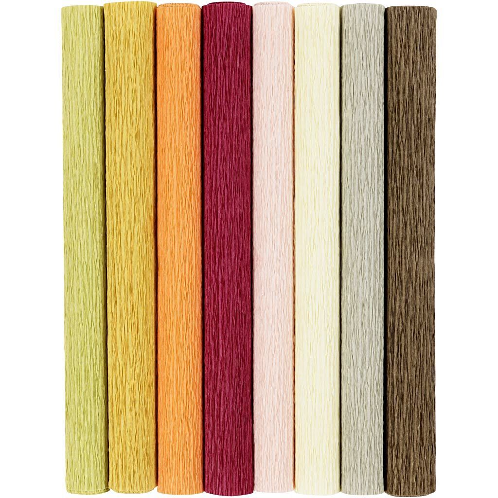 Floristen-Krepppapier, 25x60 cm, Extrastark, 105 g, sanfte, dezente Farben, 8 Rollen