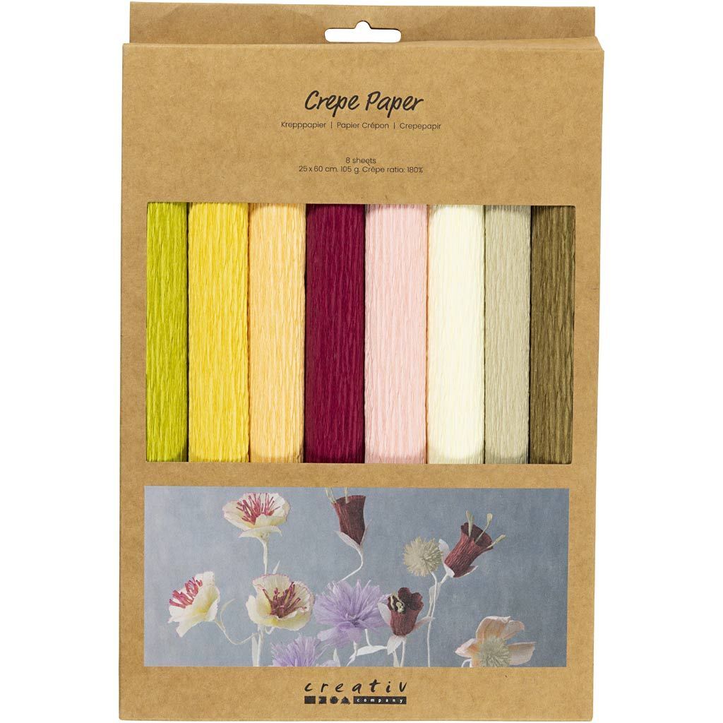 Floristen-Krepppapier, 25x60 cm, Extrastark, 105 g, sanfte, dezente Farben, 8 Rollen Bild 3