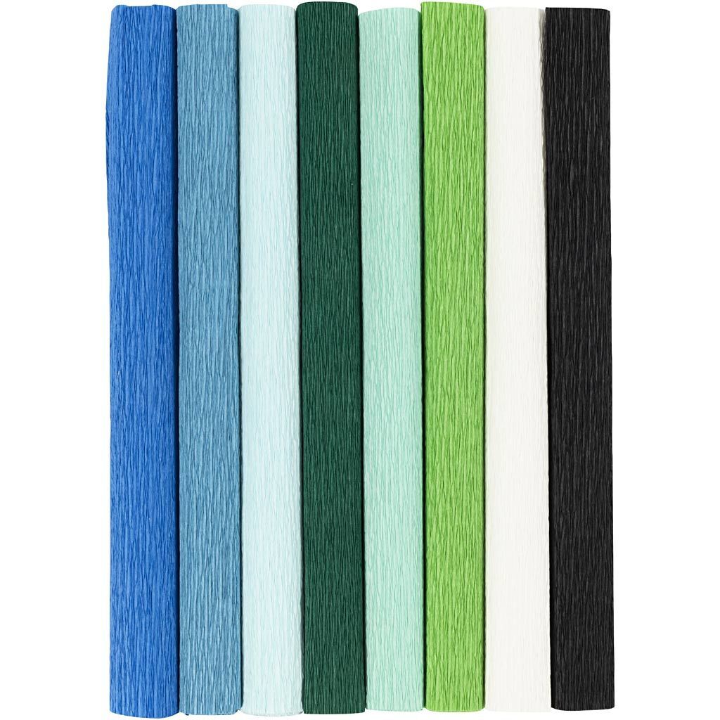 Floristen-Krepppapier, 25x60 cm, Extrastark, 105 g, Harmonie in Blau-Gr�n, 8 Rollen