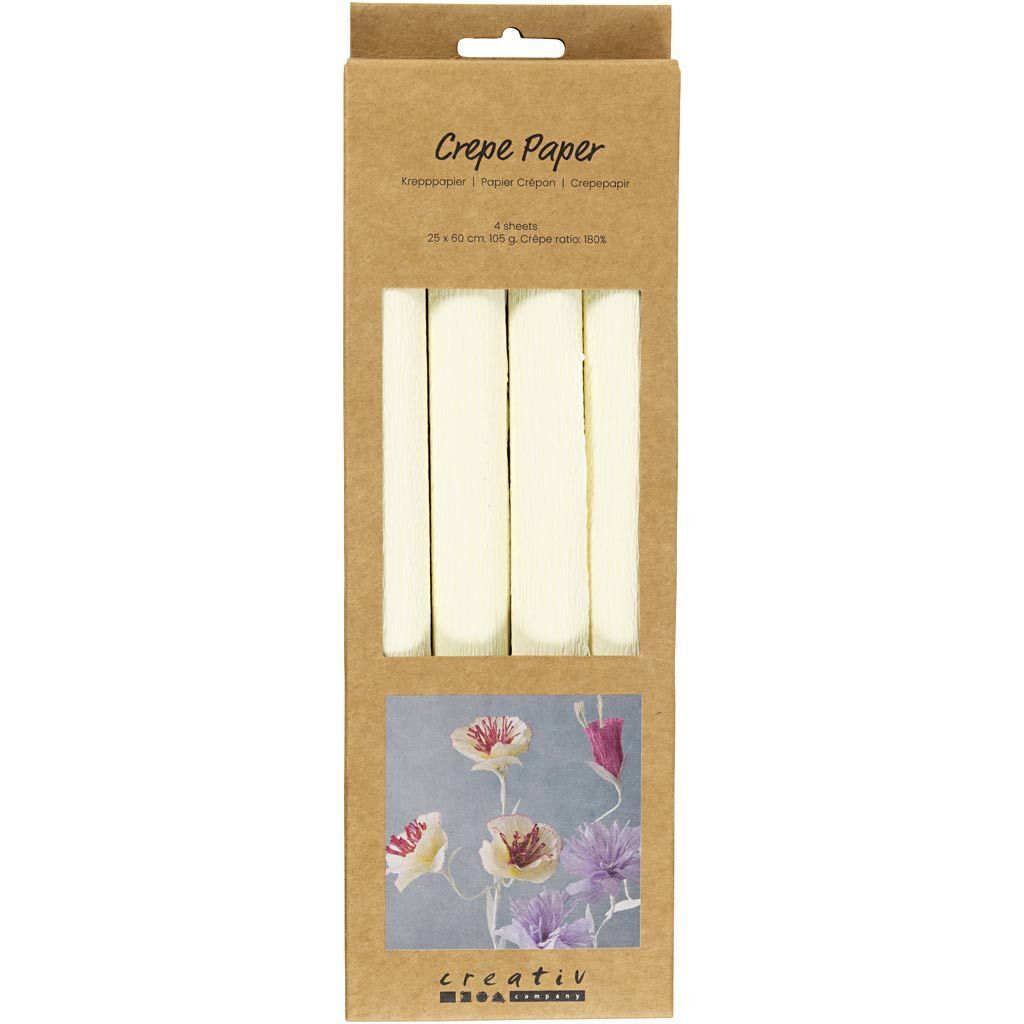 Floristen-Krepppapier, Blatt 25x60 cm, Extrastark, 105 g, Creme, 4 Rollen Bild 3