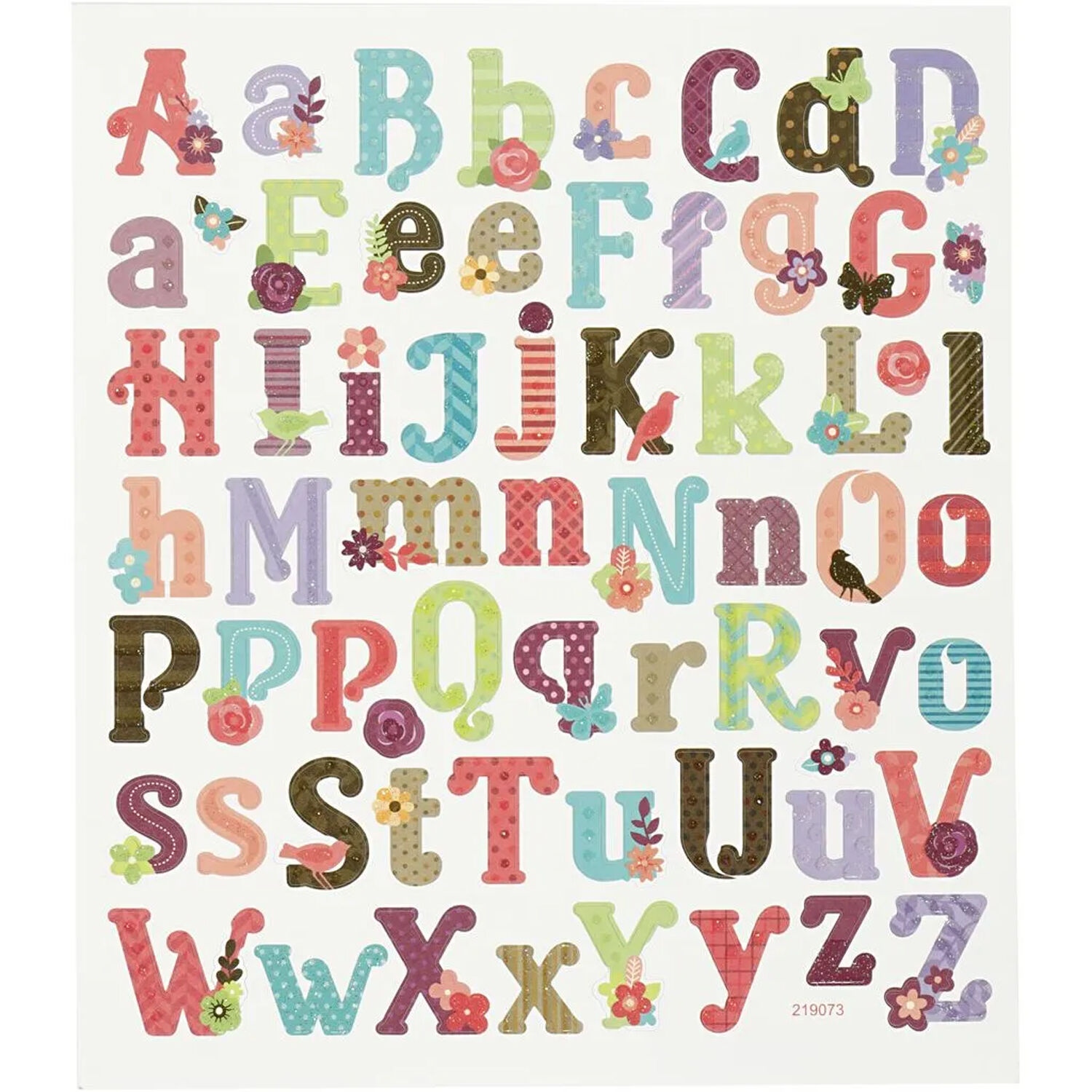 Stickerbogen, selbstklebend, 15x16,5cm, Motiv: Alphabet