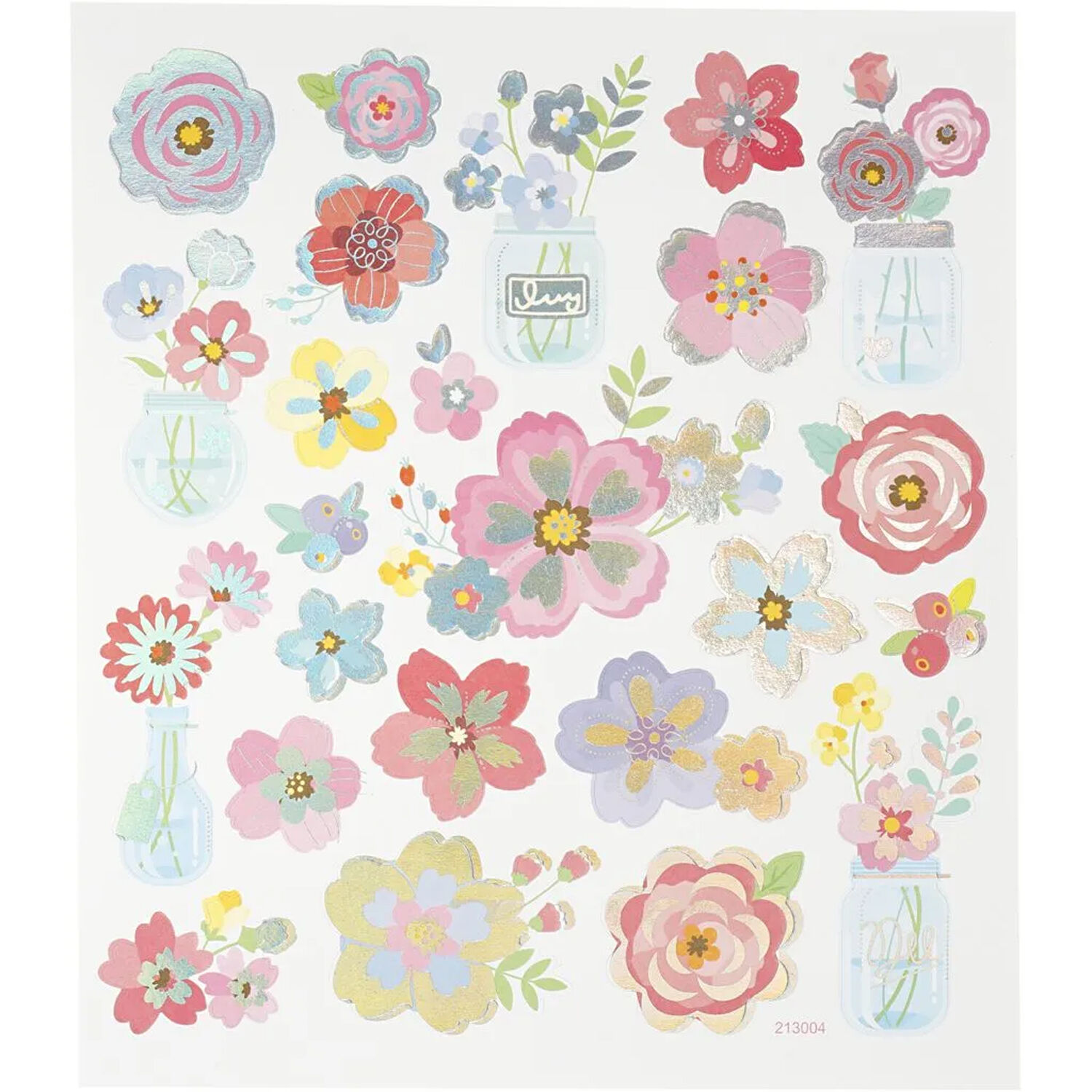Stickerbogen, selbstklebend, 15x16,5cm, Motiv: Frhlingsblumen