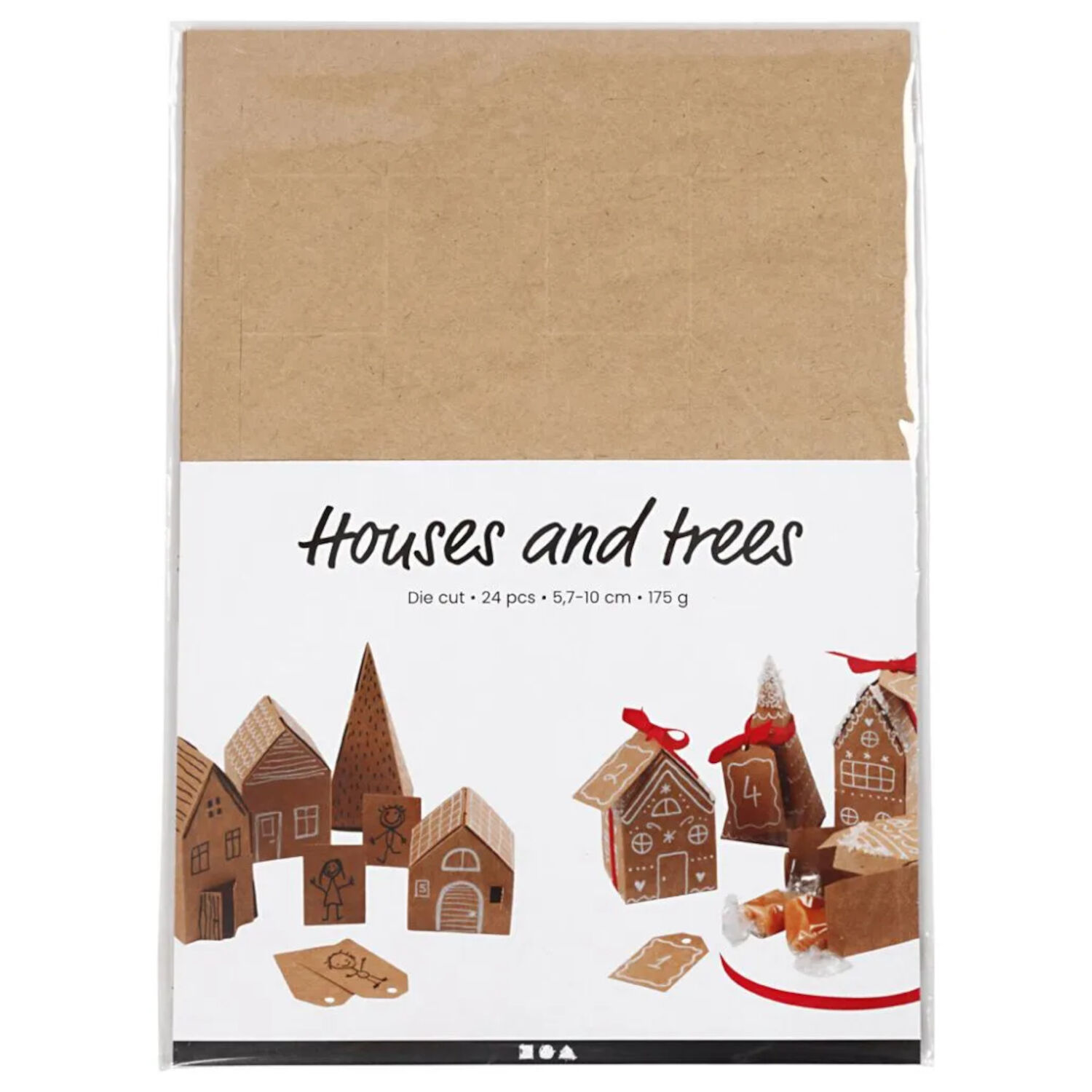 Adventskalender Huschen aus Karton, naturbraun, 24 Teile