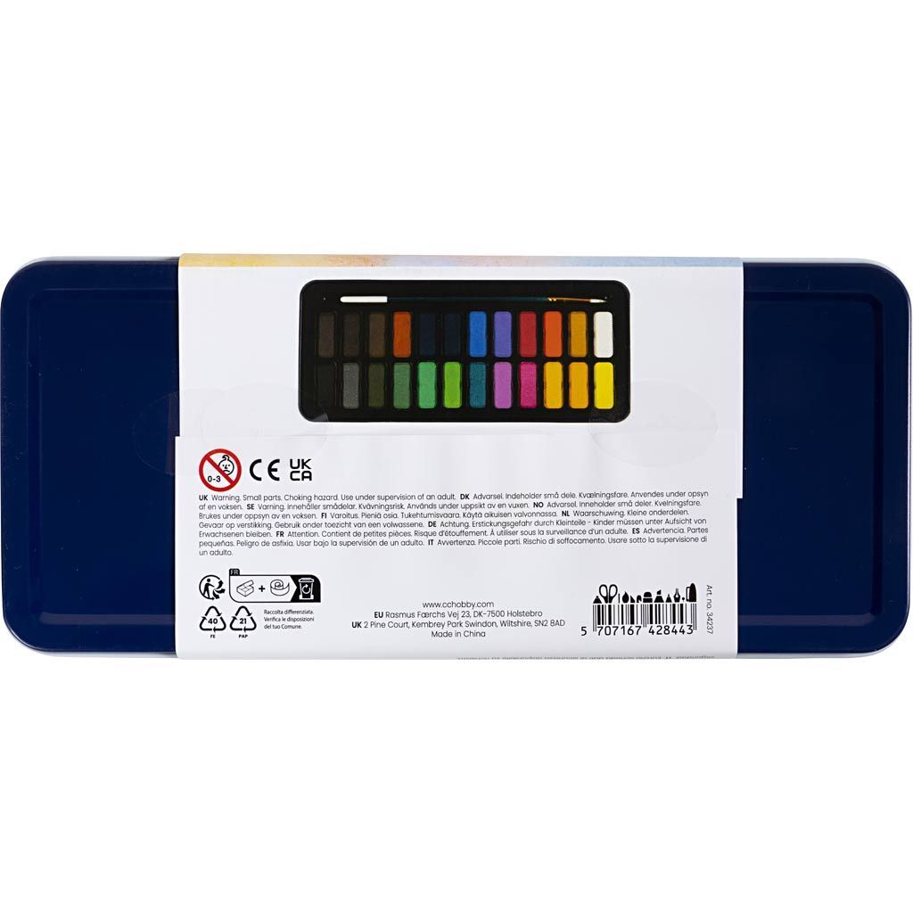 Wasserfarben-Set, Gr��e 12x30 mm, Sortierte Farben, 24 Farbt�ne Bild 3