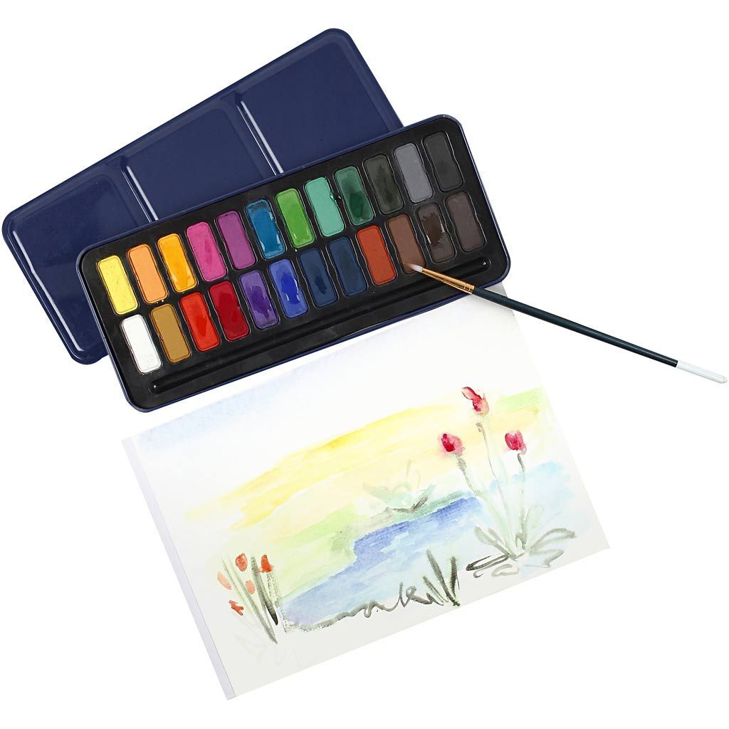 Wasserfarben-Set, Gr��e 12x30 mm, Sortierte Farben, 24 Farbt�ne Bild 5