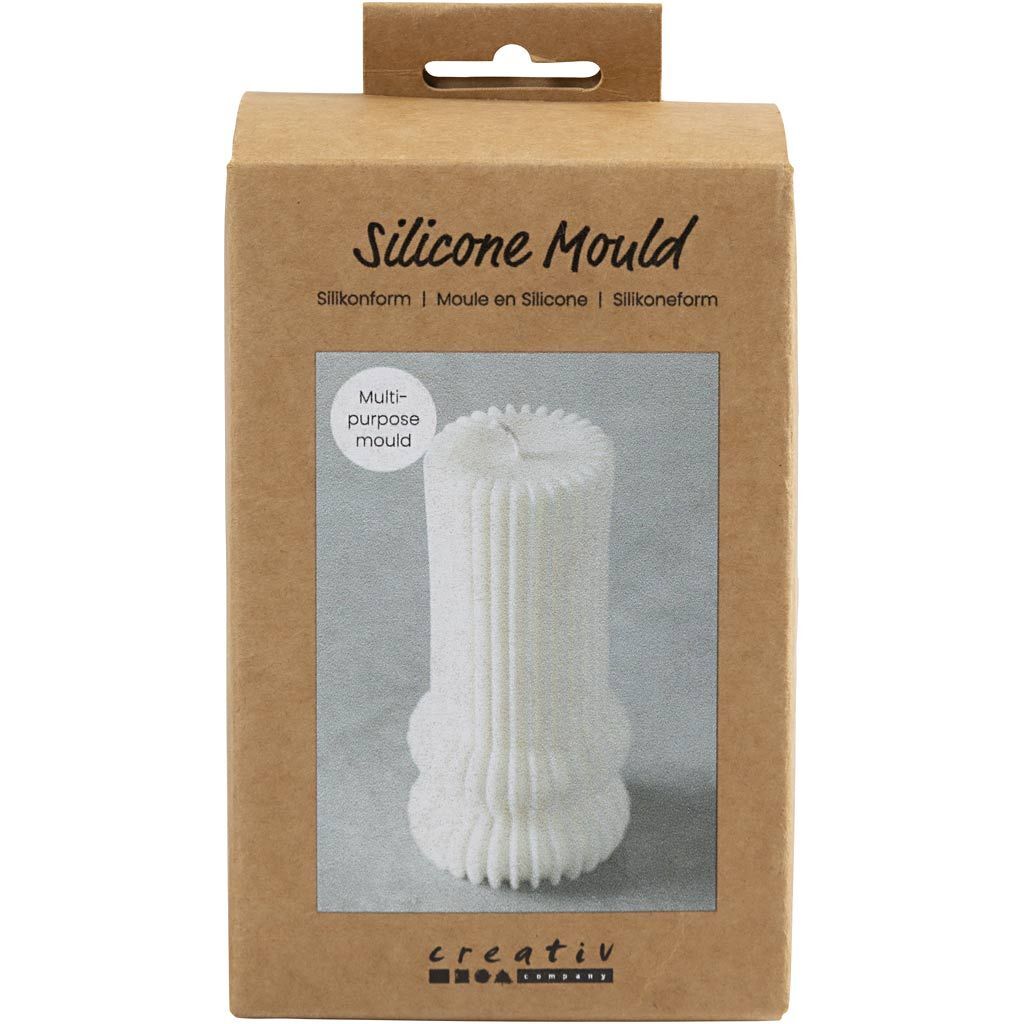 Silikonform, Gerippter Zylinder mit B�gen, H�he 12,5 cm, Durchmesser 6 cm
