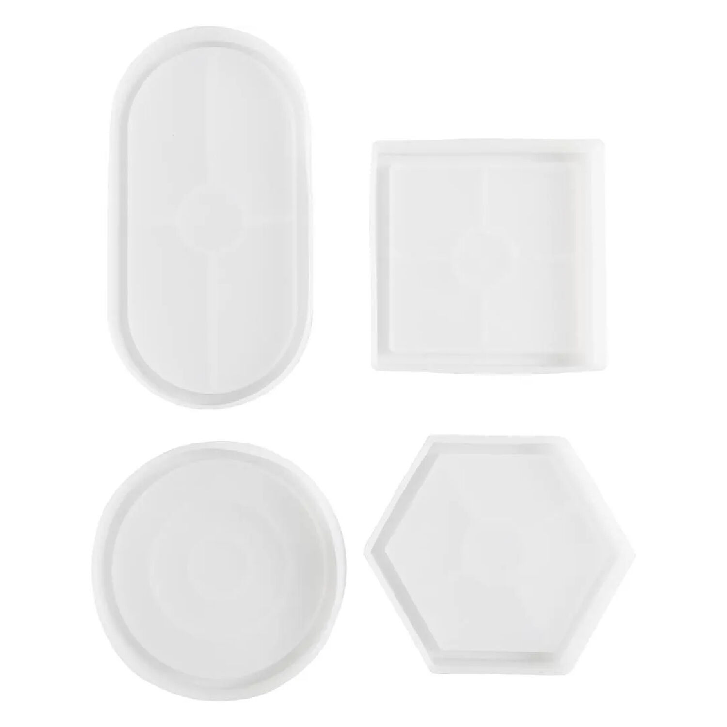 NEU Silikonform / Gieform, Schalen Quadrat, Kreis, Sechseck, Oval, 9-11,2 cm, 4 Formen Bild 2