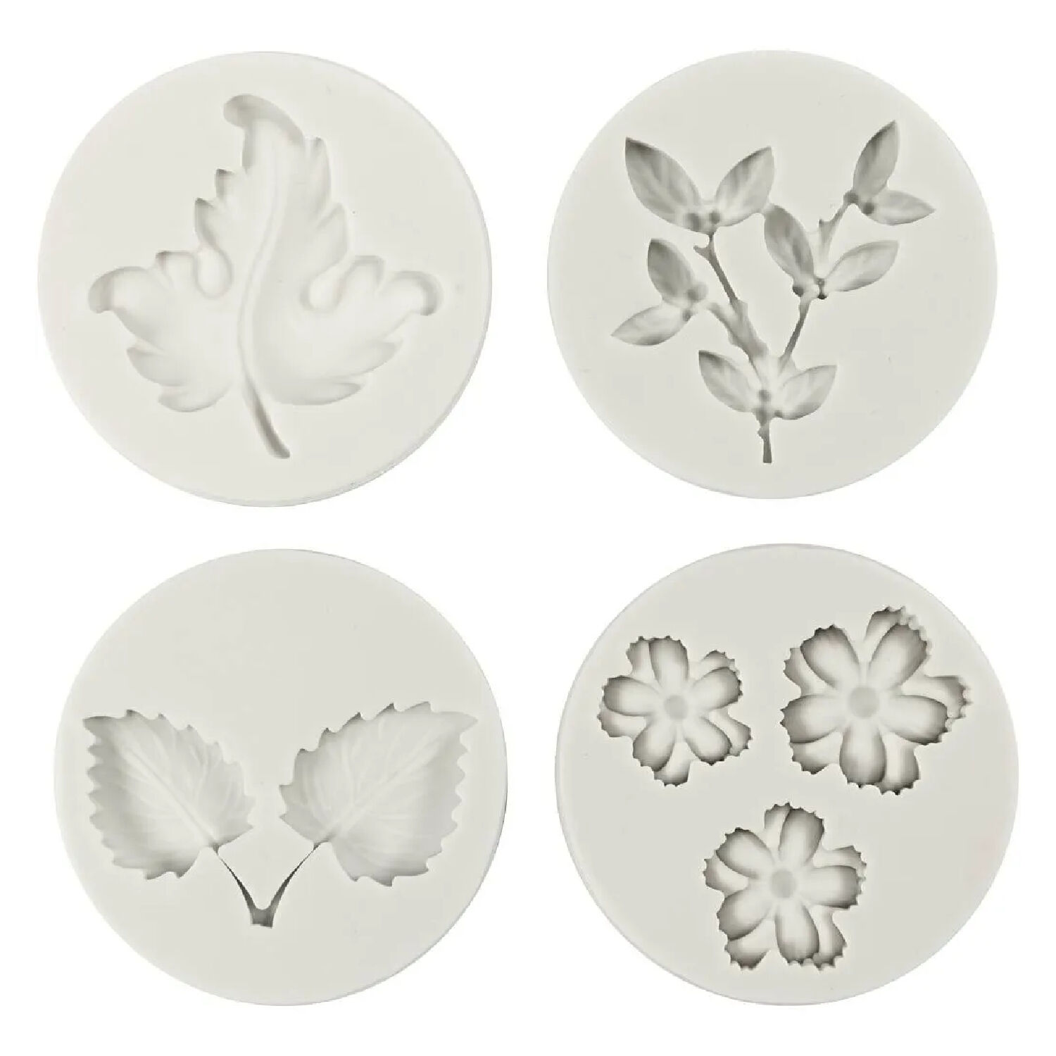 NEU Silikonform / Gieform, Bltter und Blten, 1,8-4,5 cm, 4 Motive Bild 2