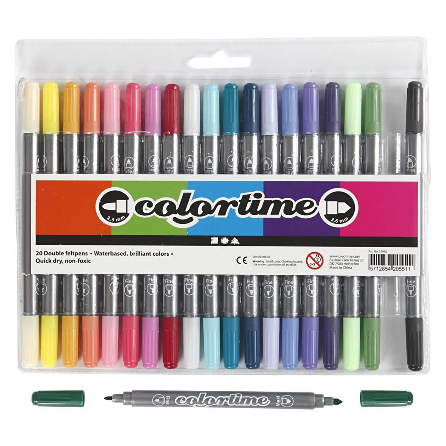 NEU Colortime Dual-Filzstifte, Trend-Farben, Strichstrke 2,3+3,6 mm, 20 Stk. Bild 2