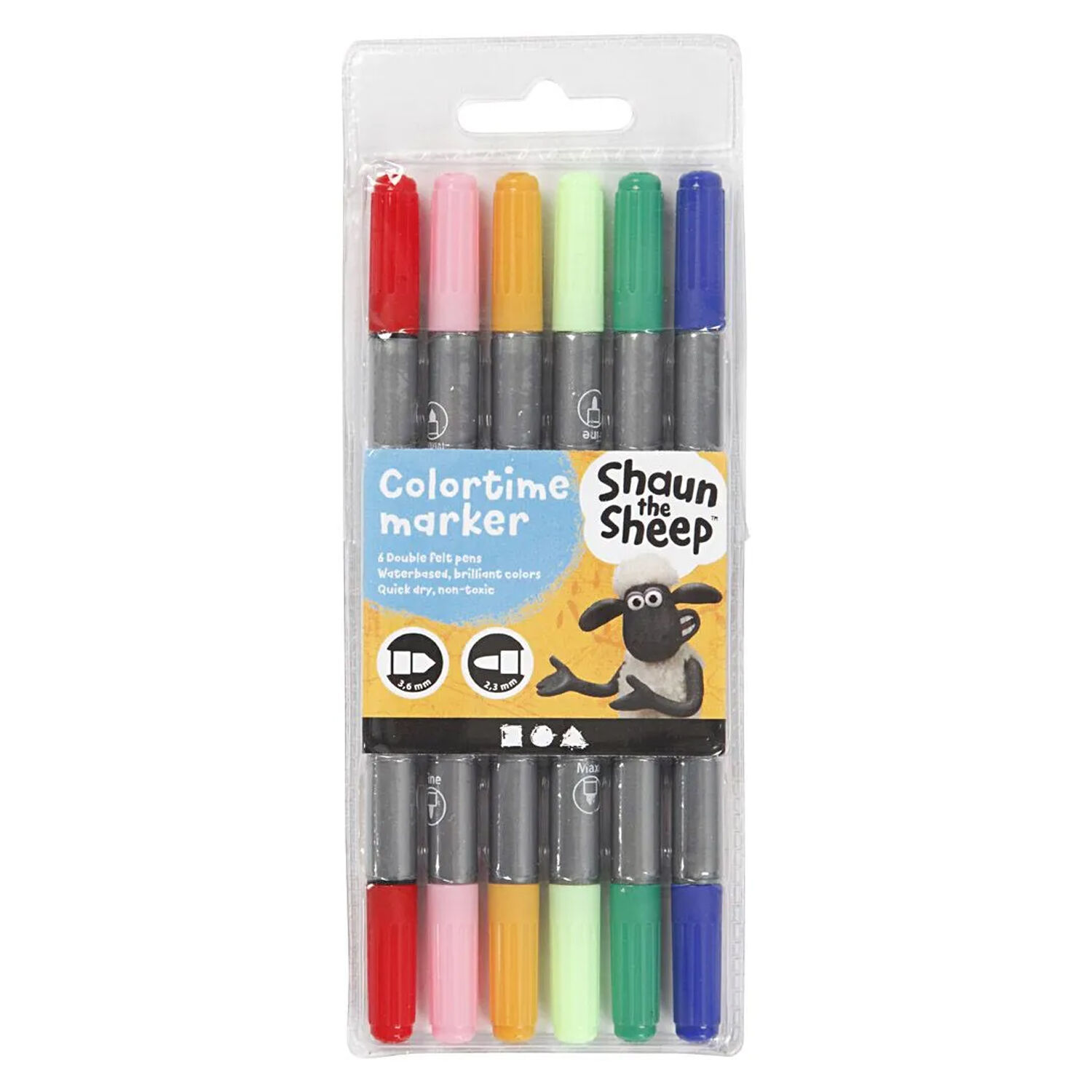 NEU Filzmarker / Dual-Filzstifte, Standard-Farben, Strichstrke 2,3+3,6 mm, 6 Stk.