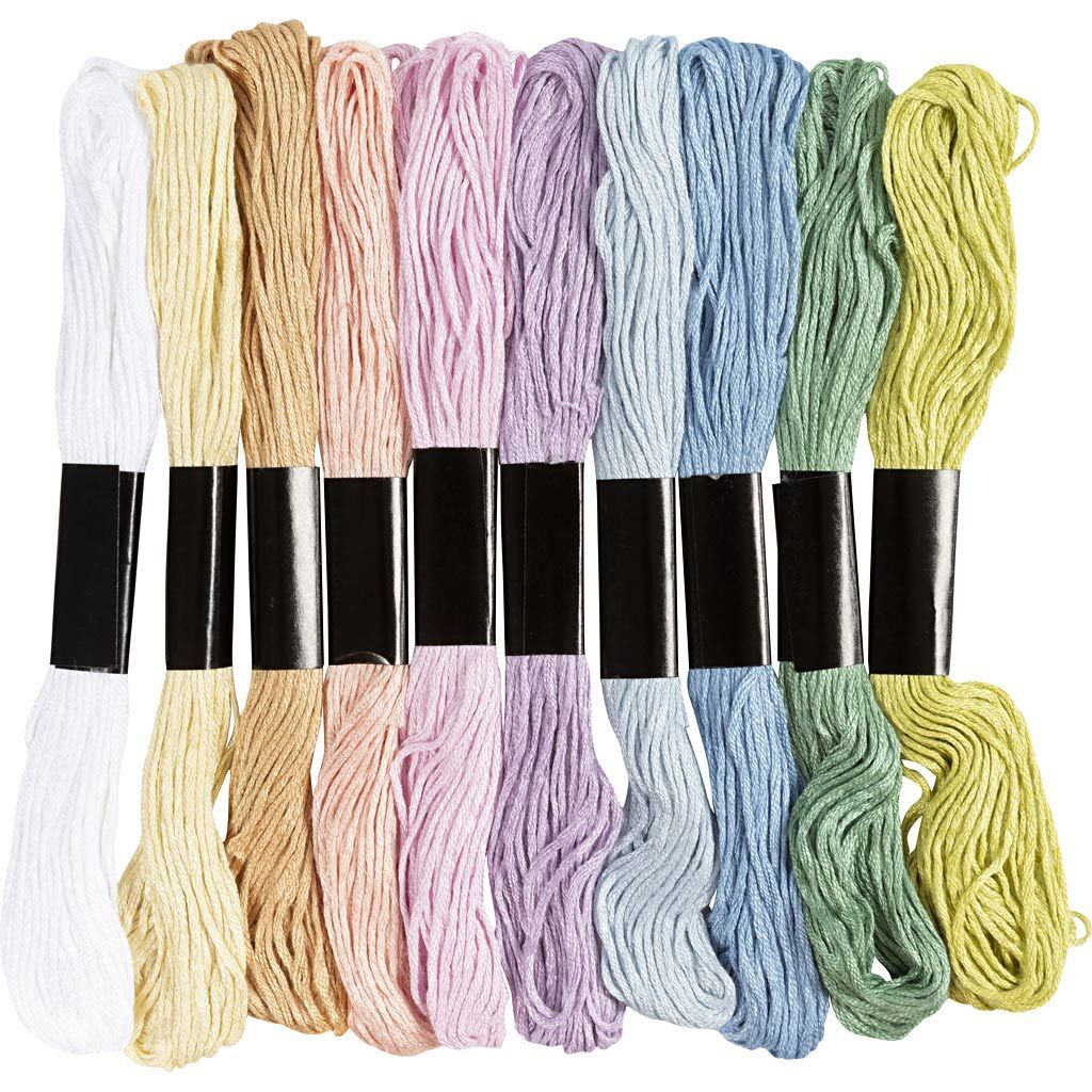Stickgarn, Dicke 1 mm, Pastellfarben, 10 St�ck x 8 m
