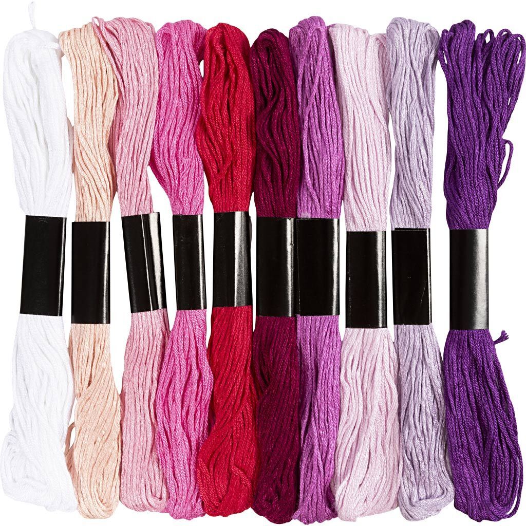 Stickgarn, Dicke 1 mm, Harmonie in Lila-Pink, 10 St�ck x 8 m