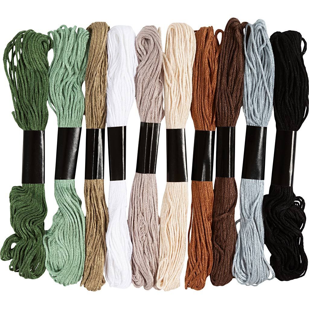 Stickgarn, Dicke 1 mm, Naturfarben, 10 St�ck x 8 m