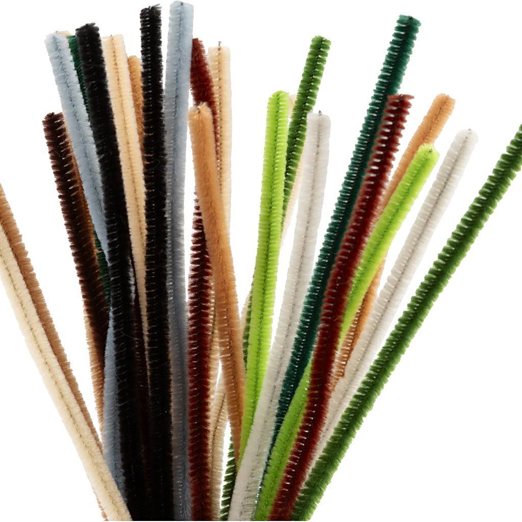 Pfeifenreiniger / Biegepl�sch / Chenilledraht, L�nge 30 cm, Dicke 6 mm, Natur, 25 St�ck