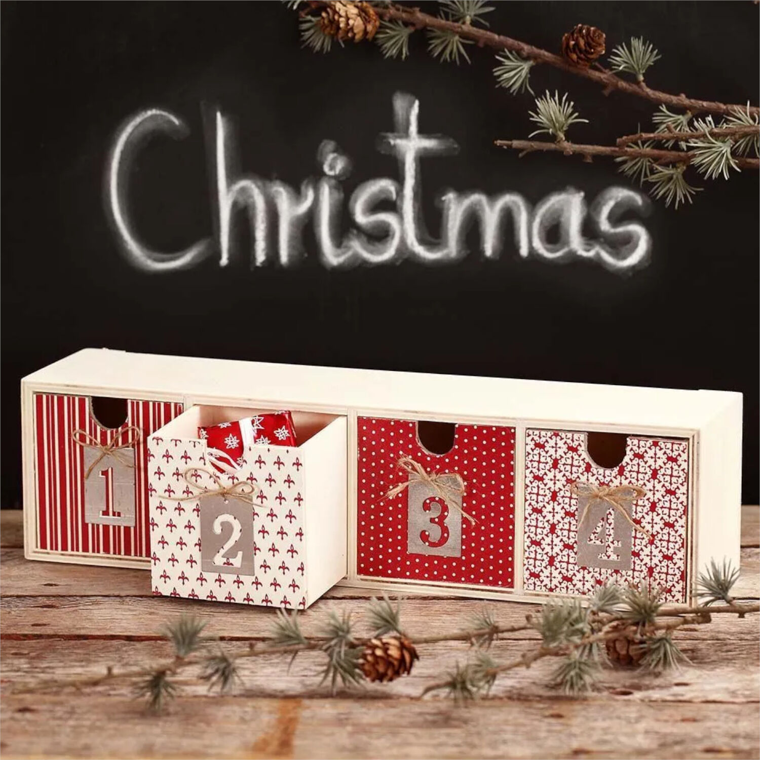 NEU Holzkasten mit 4 Boxen / Schubladenbox, Gre: 9,2 x 34,7 cm, 1 Stck Bild 3