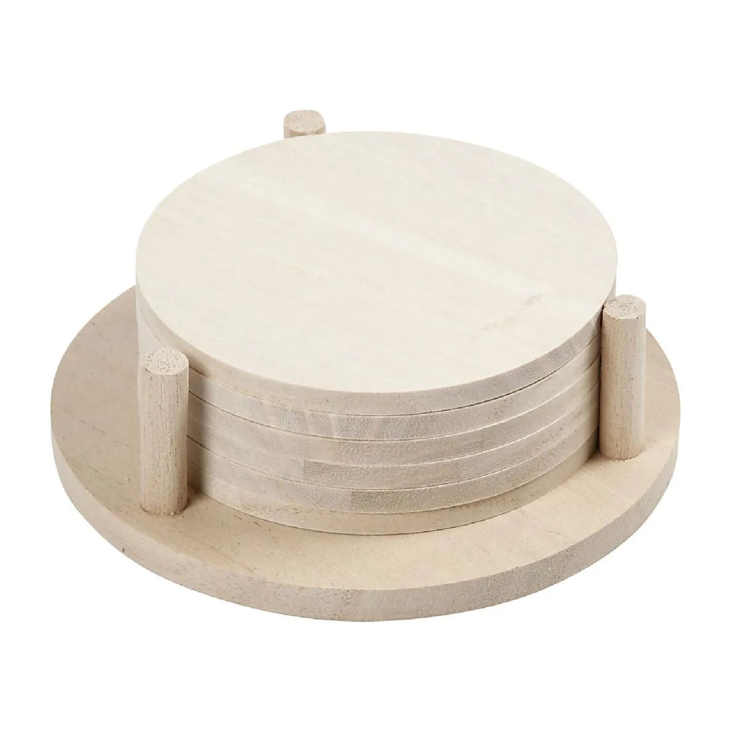 NEU Untersetzer aus Holz, 6 Stck mit Halterung, Durchmesser 9,5 cm Bild 2